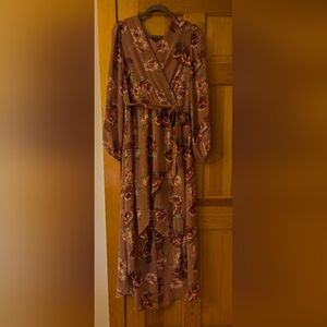 Lily Rose pink floral high low wrap dress XL